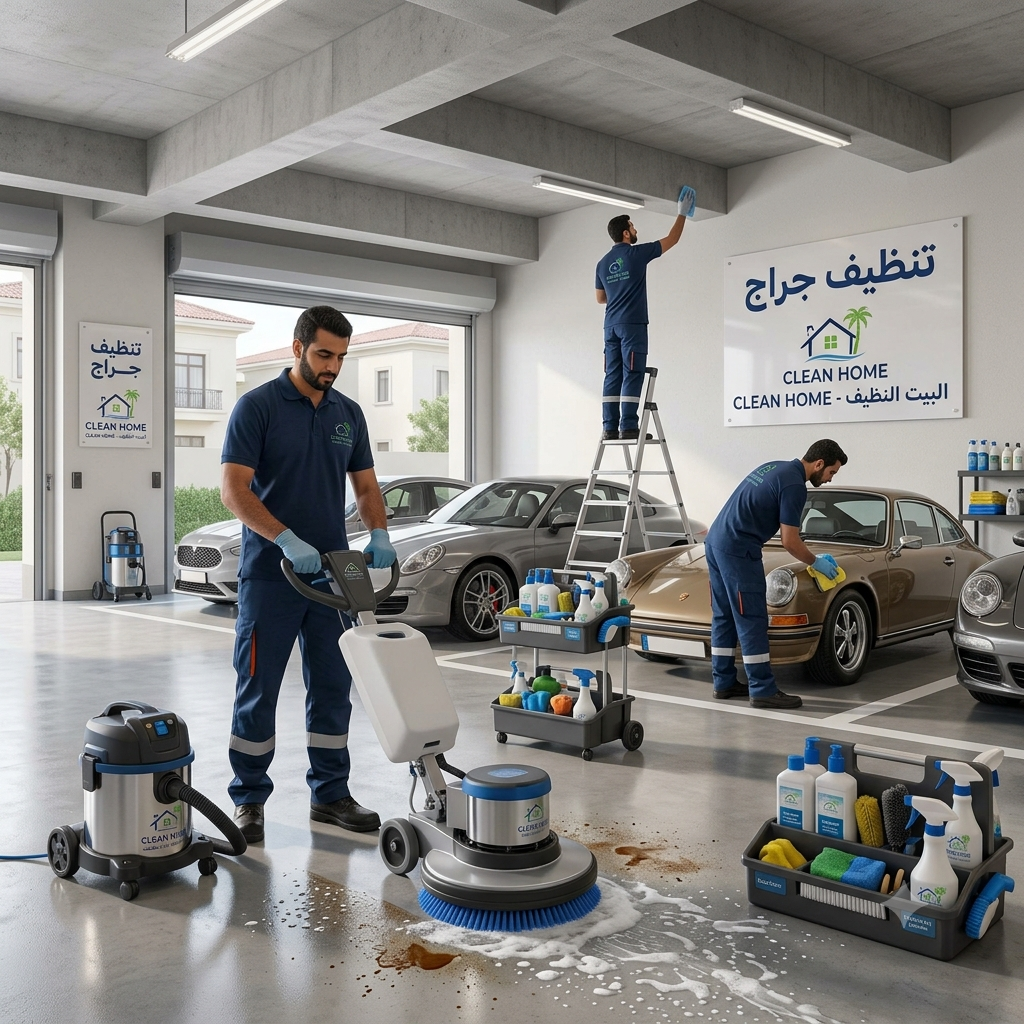 خدمة تنظيف جراج سيارات 